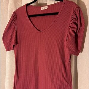🌟Mauve Puff Sleeve Ribbed Top🌟